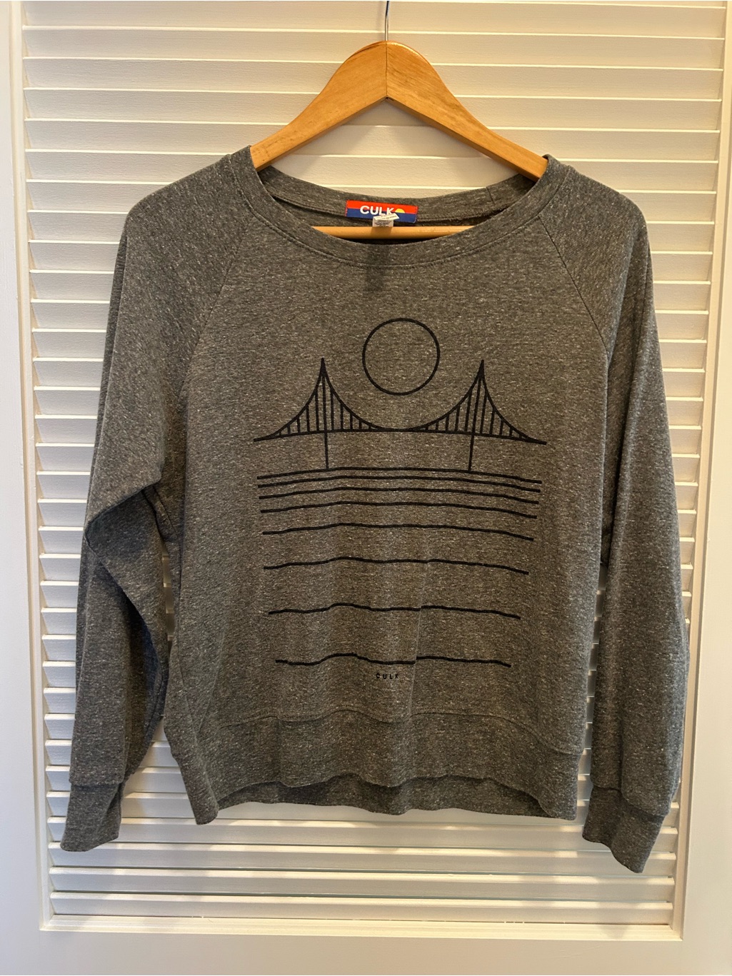 Culk Women's Heather Gray Graphic Boatneck Sweatshirt | Size Small - Made In Usa — image 3 of 8